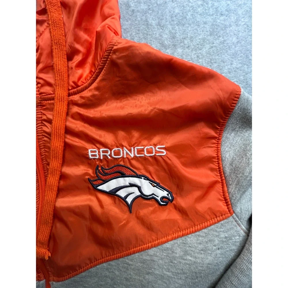 NFL Denver Broncos Full Zip Hoodie Jacket Orange Gray Colorblock Mens XL